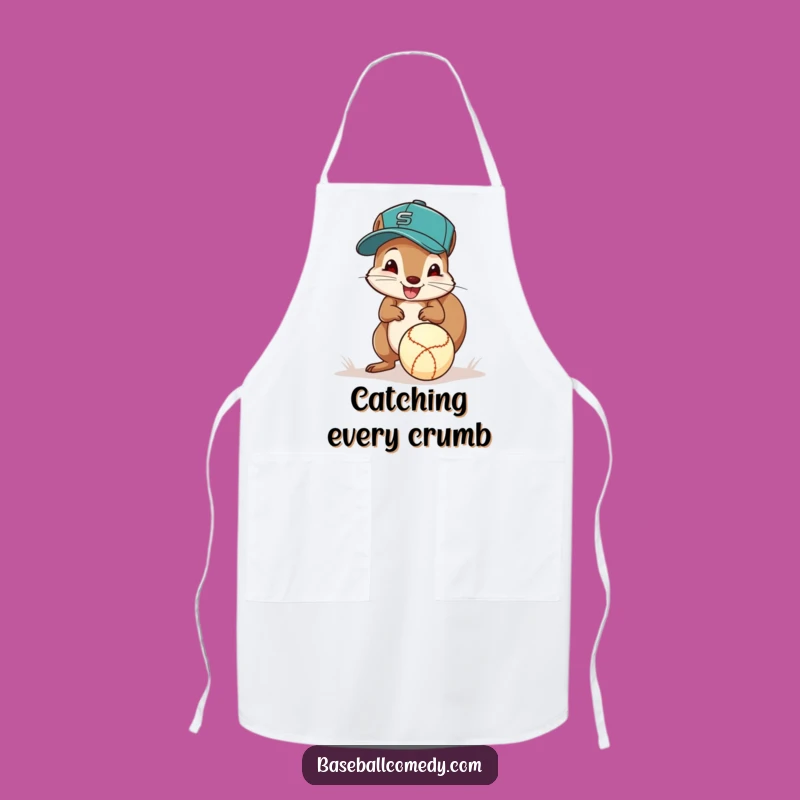 Funny Squirrel Baseball Apron: Excited Fielder, Cook with Enthusiasm!