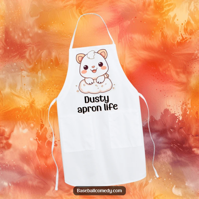 Funny Apron: Smiling animal sliding into a baseball base, dust flying, bringing a fun, sporty vibe to cooking.