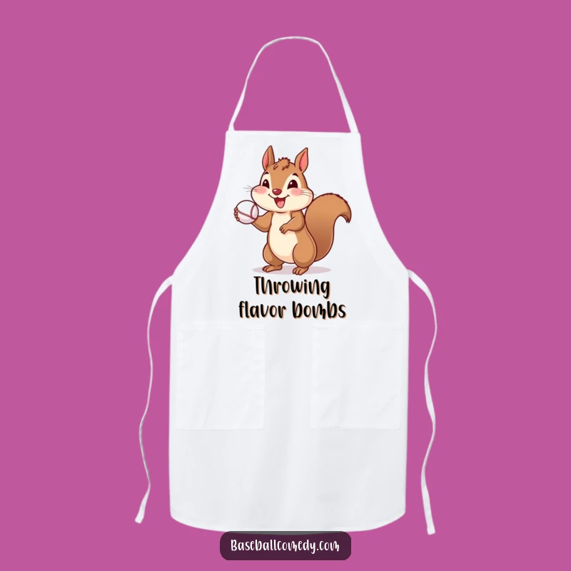 Funny Cheerful Squirrel Apron - Serve Up Smiles with this Baseball Kitchen Gear