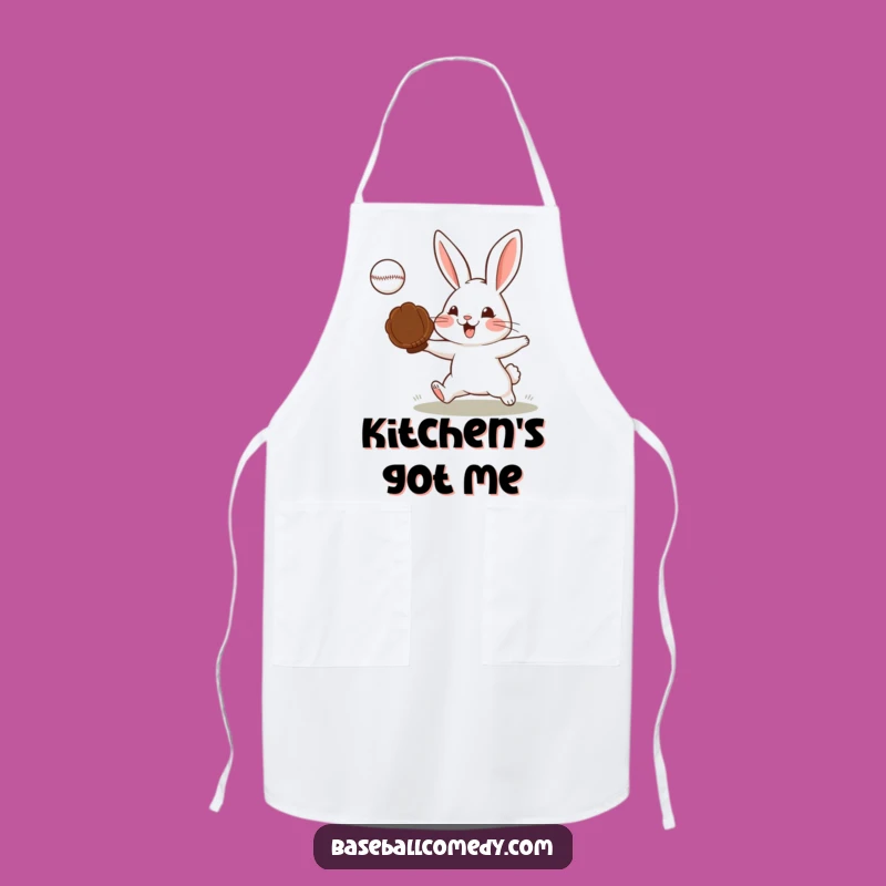 Funny Determined Rabbit Apron - Tackle Your Kitchen Tasks with Baseball Humor