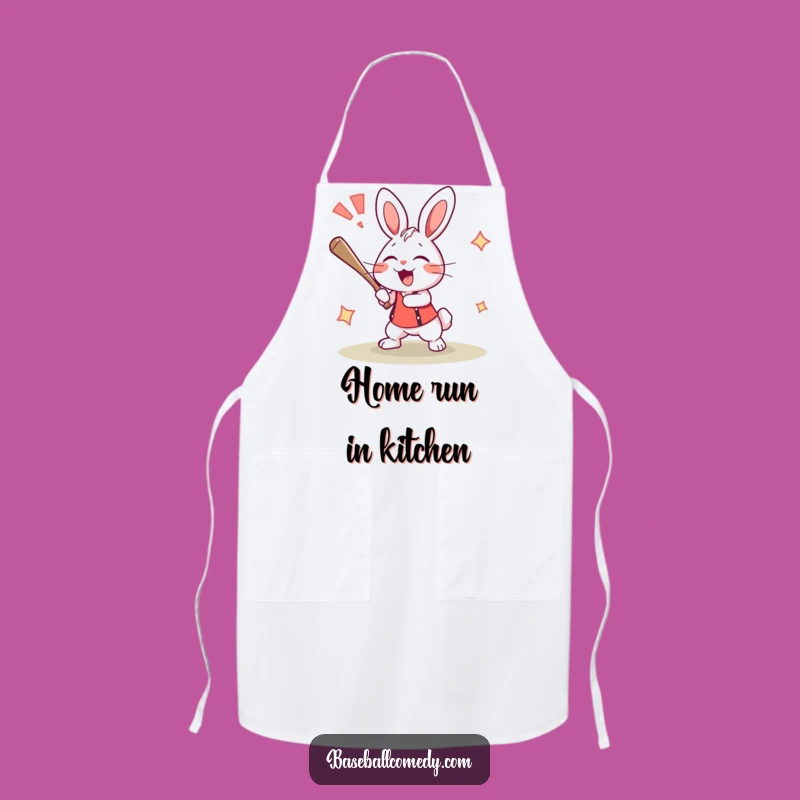 Funny Rabbit Home Run Apron - Kitchen Fun for Baseball Lovers