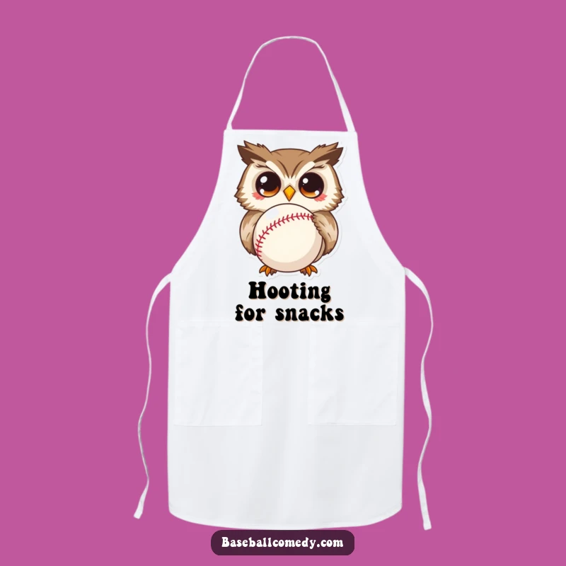 Funny Curious Owl Apron: Kitchen Wide-Eyed Wonder, Humorous Baseball Chef Gift