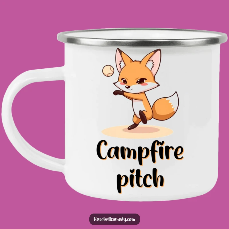 Funny Fox Pitching Camping Mug: Durable Humor for Outdoor Enthusiasts