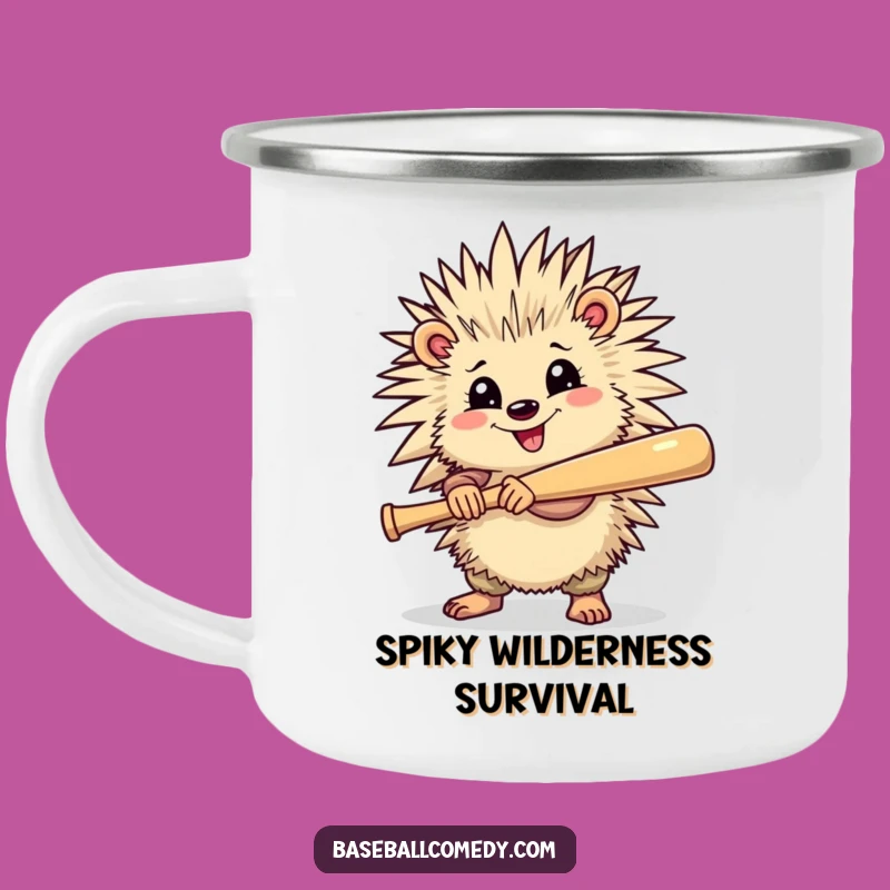 Funny Porcupine Baseball Camping Mug - Durable & Quirky, Perfect Outdoor Gift