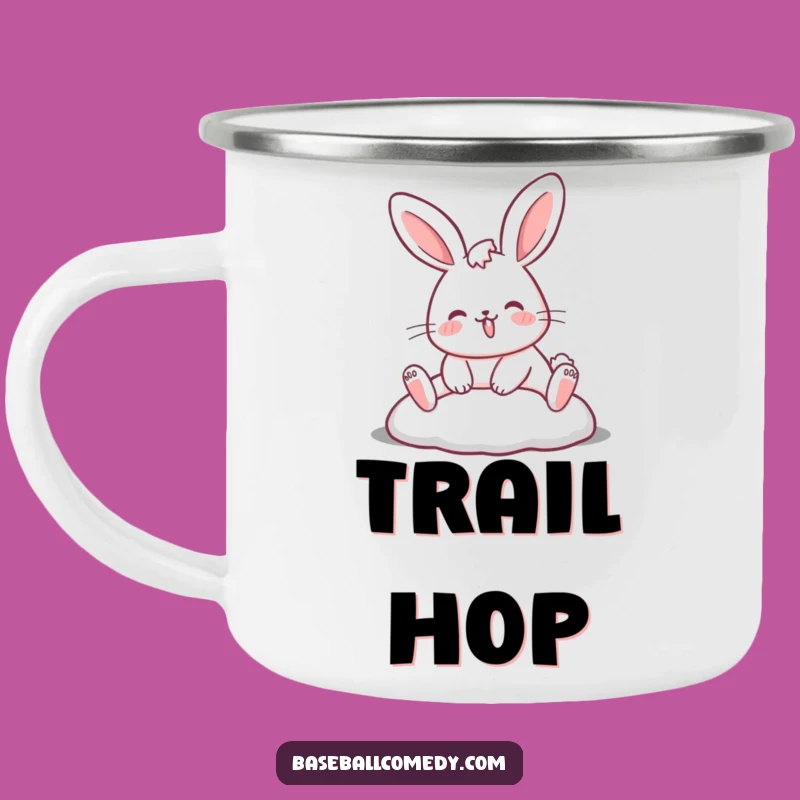 Funny Rabbit Sliding Camping Mug: Durable Humor for Outdoor Baseball Fans