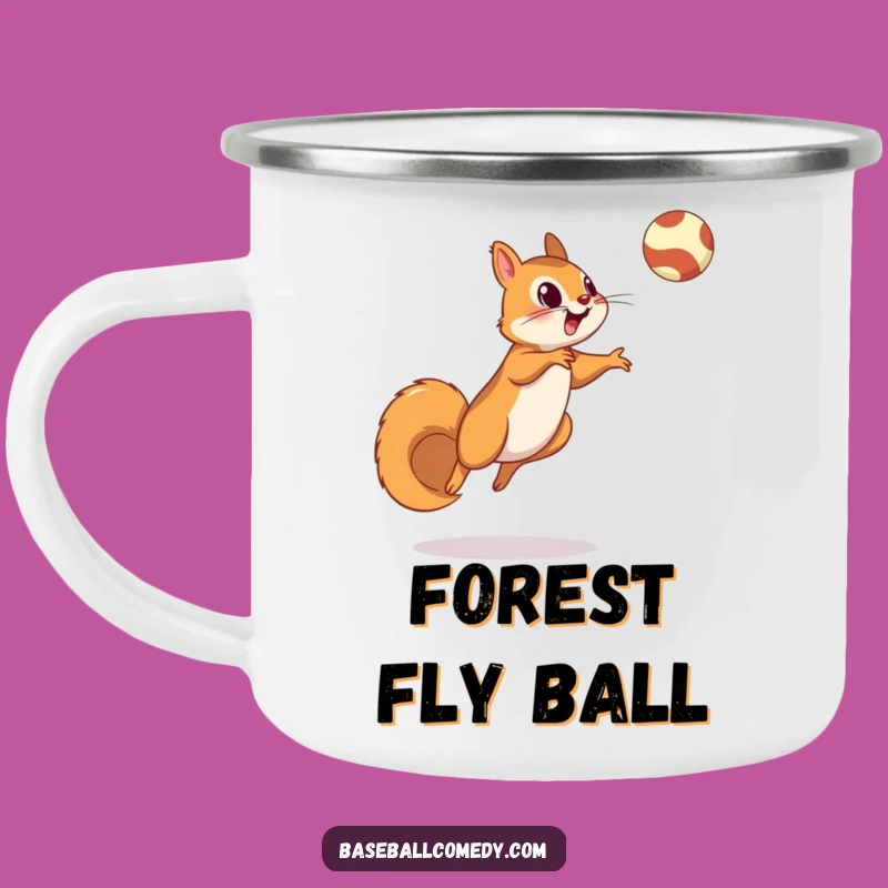 Funny Squirrel Fly Ball Camping Mug: Outdoor Baseball Fun for Fans