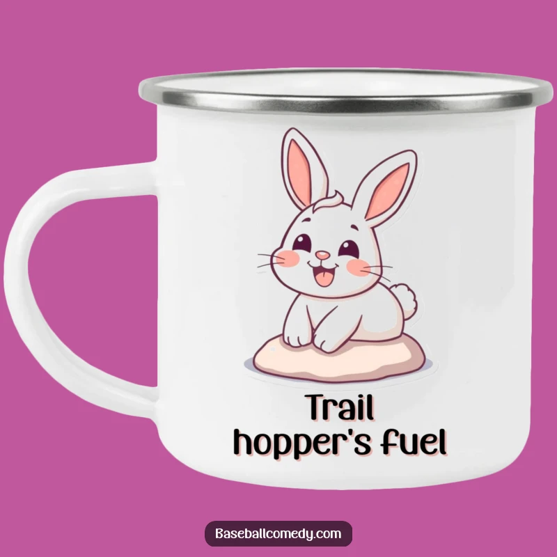 Funny Bunny Runner Camping Mug: Enamel Rabbit Baseball Mug, Great Funny Gift!