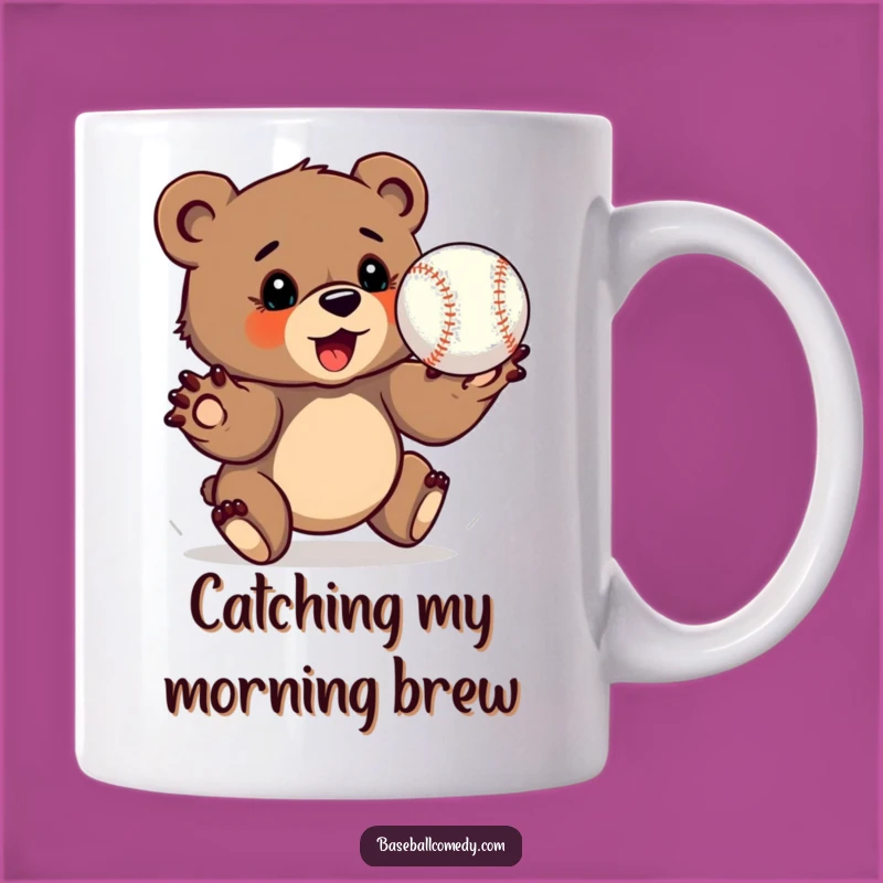 Funny Bear Cub Catcher Mug - Determined Baseball Player Gift