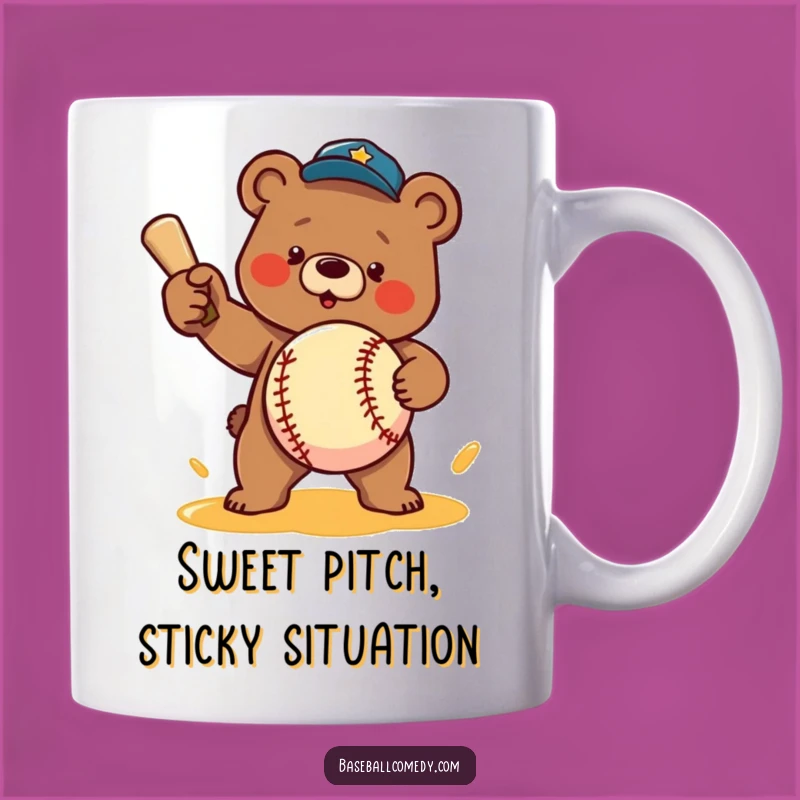 Funny Bear Honey Pitcher Mug: Hilarious Gift for Baseball Lovers and Sweet Treat Fans