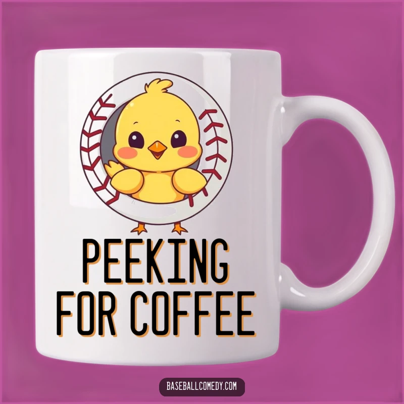 Funny Chick Baseball Mug - Curious Explorer, Perfect Gift for Bird & Sports Lovers