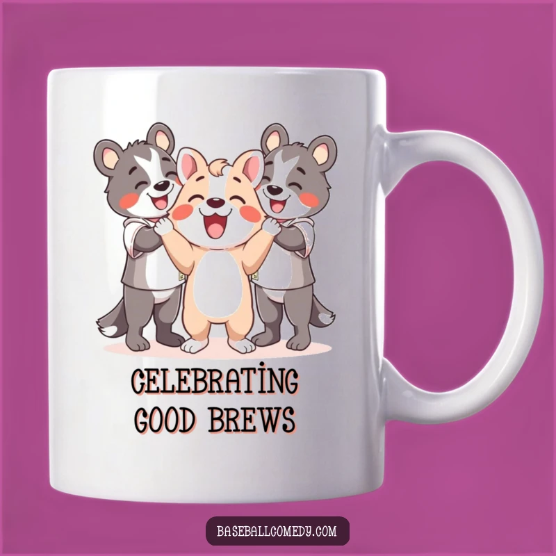 Funny Happy Animal Celebration Mug: Perfect Gift for Team Spirit Fans!