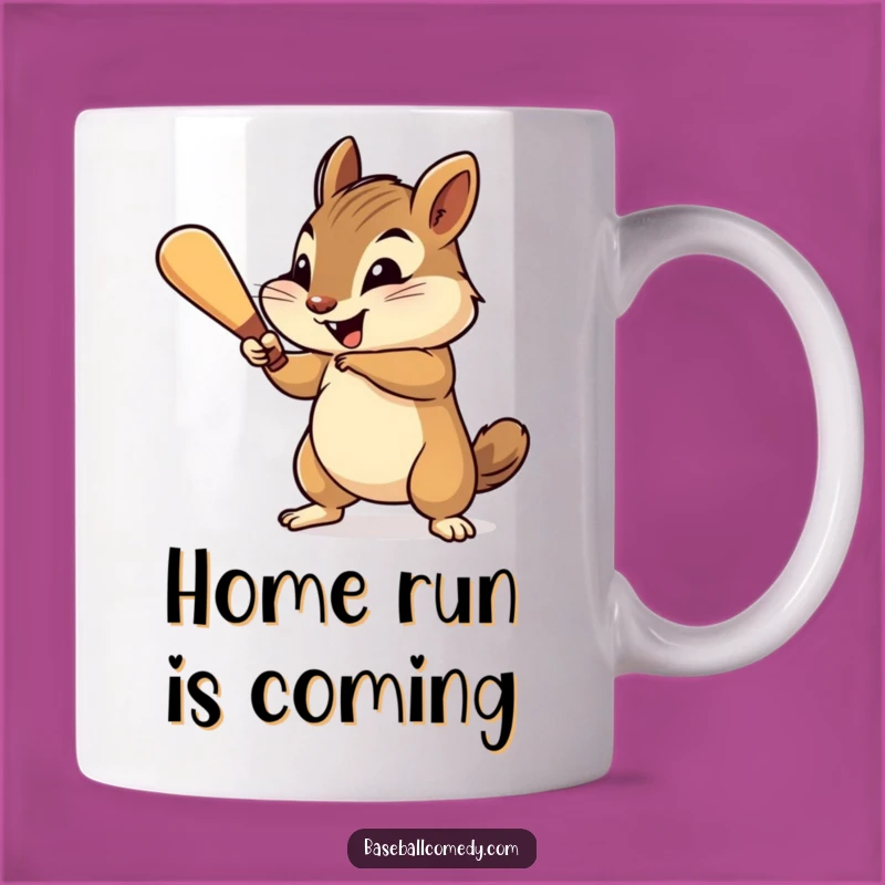Funny Chipmunk Batter Mug - Cheerful Baseball Player Gift for Him