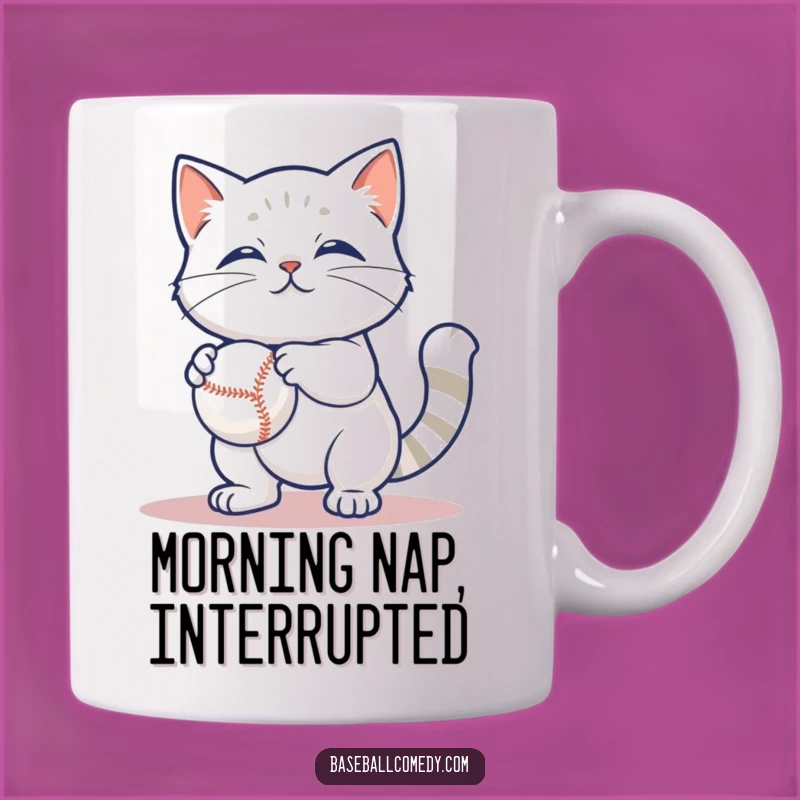 Funny Cat Baseball Mug: Content Feline Fun, Purrfect Gift for Cat Lovers