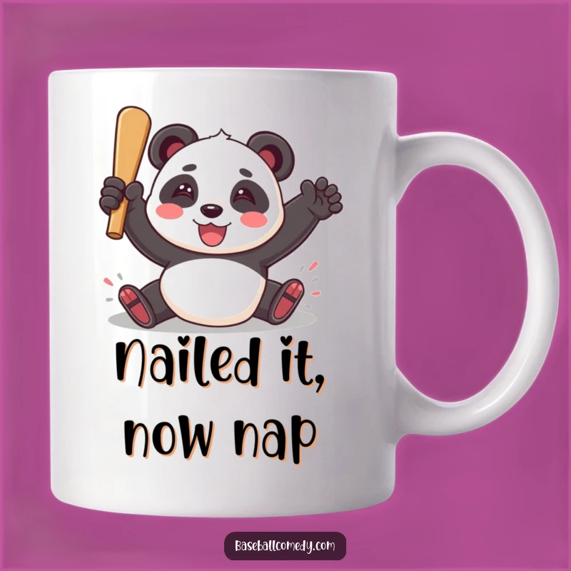 Funny Panda Baseball Mug - Triumphant Slider, Perfect Gift for Sports Fans
