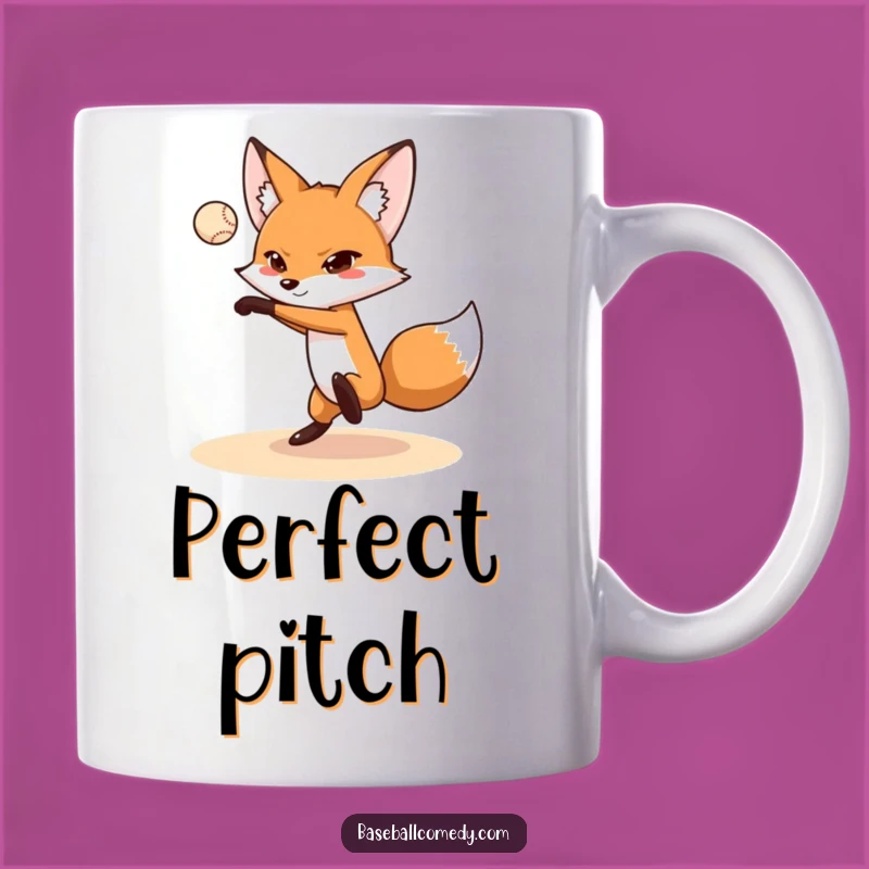 Funny Fox Pitching Mug: Perfect Gift for Sports Lovers and Clever Comedy Fans