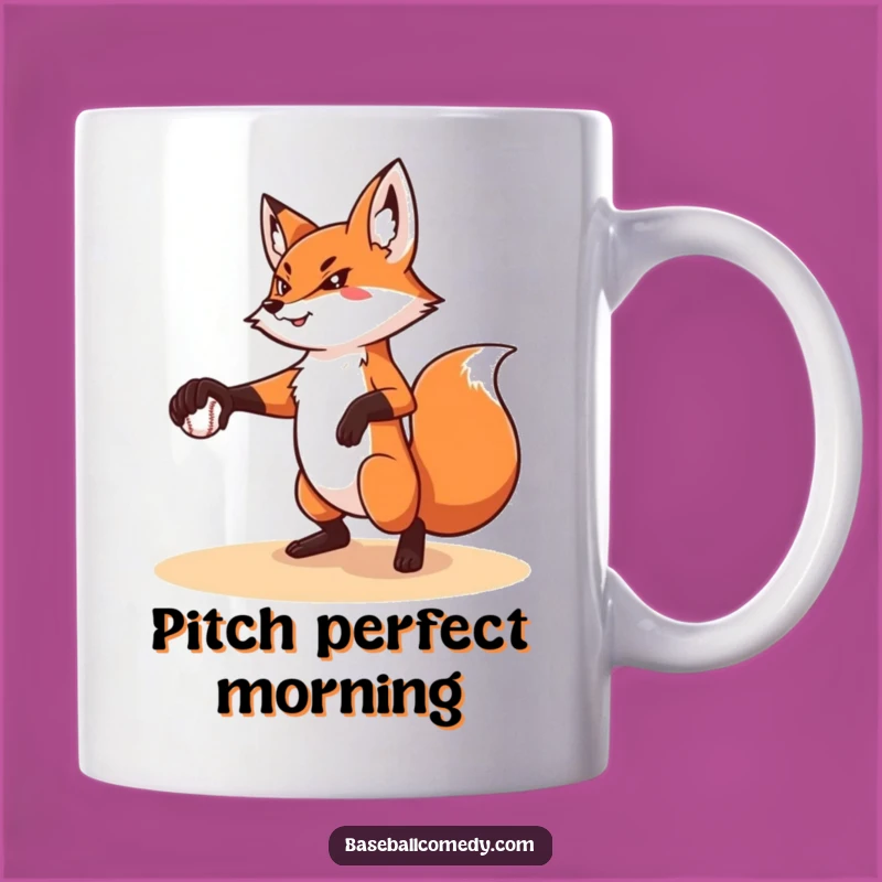 Funny Fox Pitching Mug: Perfect Throw Humor & Gift