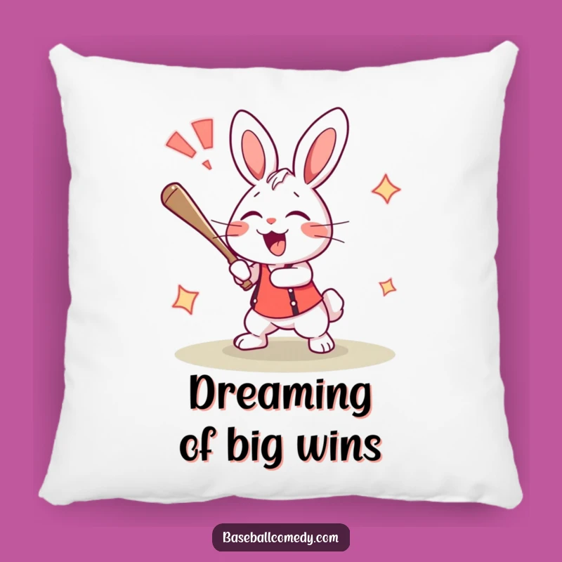 Funny Rabbit Home Run Pillow - Comfy Accent Pillow for Baseball Fans