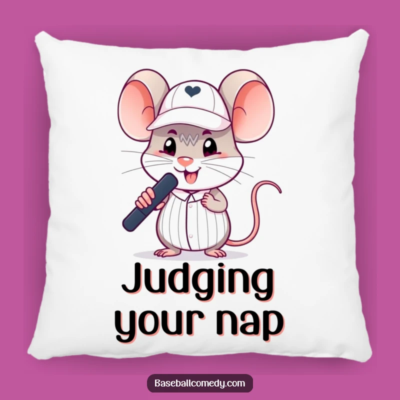 Funny Mouse Umpire Pillow - Comfy Accent for Baseball Fans