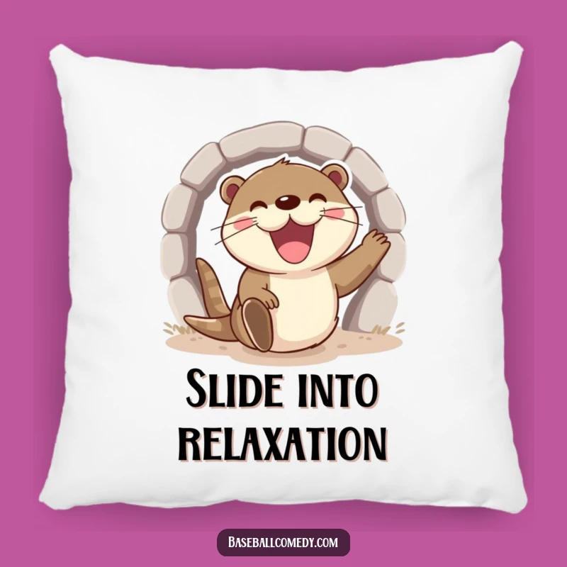 Funny Otter Pillow - Cozy Baseball Cushion, Excited Otter Decor