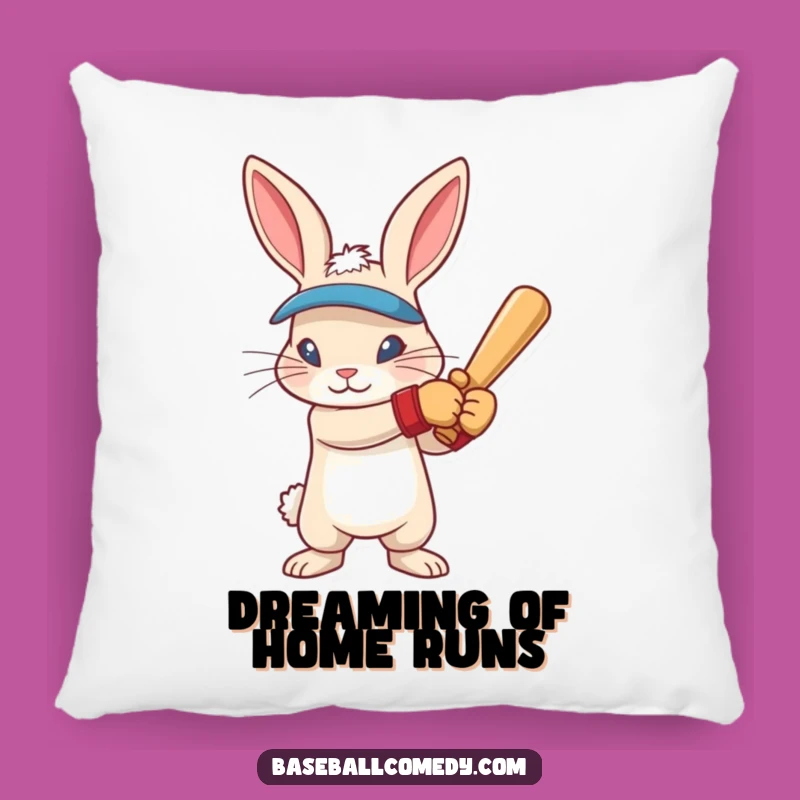 Funny Rabbit Baseball Pillow: Cozy Intense Focus Swinger Cushion