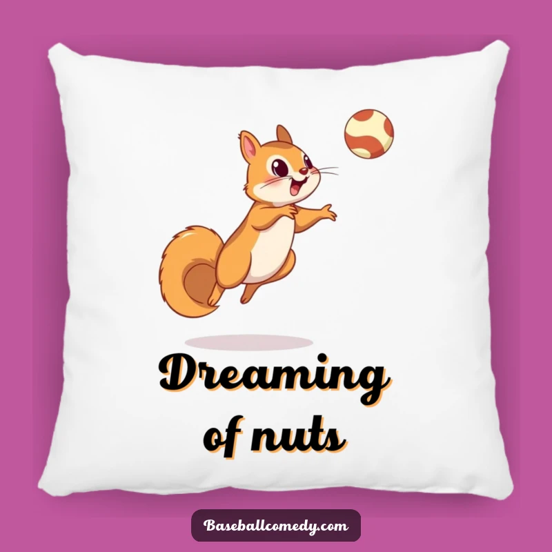 Funny Squirrel Fly Ball Pillow: Comfy Baseball Accent for Wild Homes