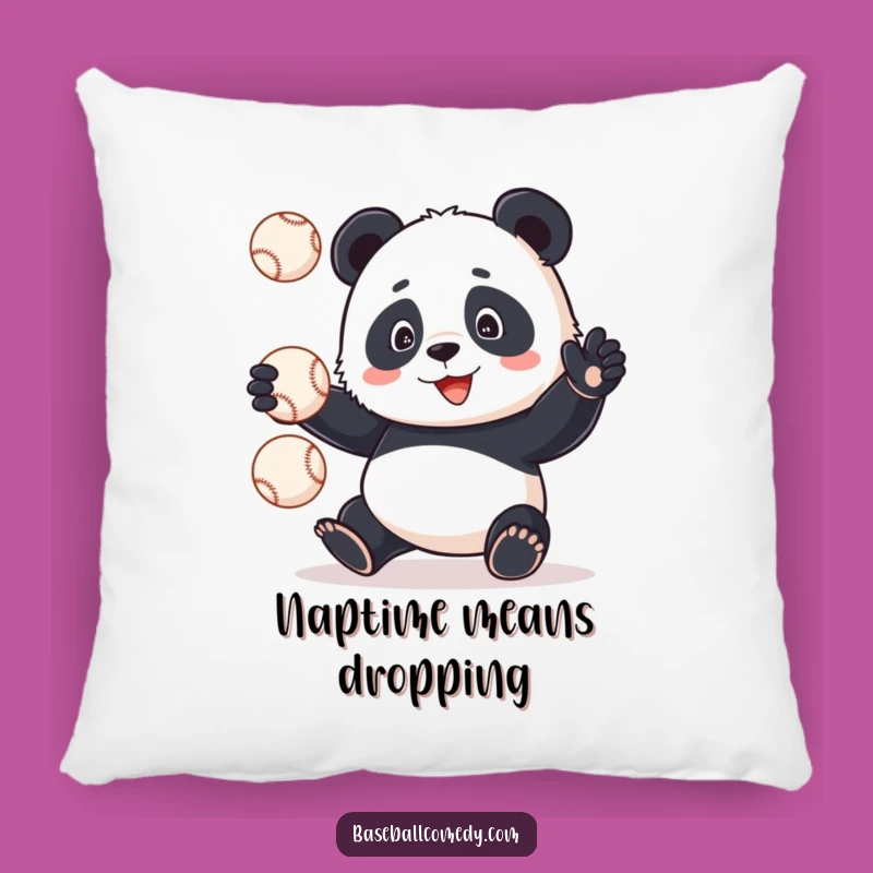 Funny Panda Juggling Baseballs Pillow: Comfy and Hilarious Home Decor!