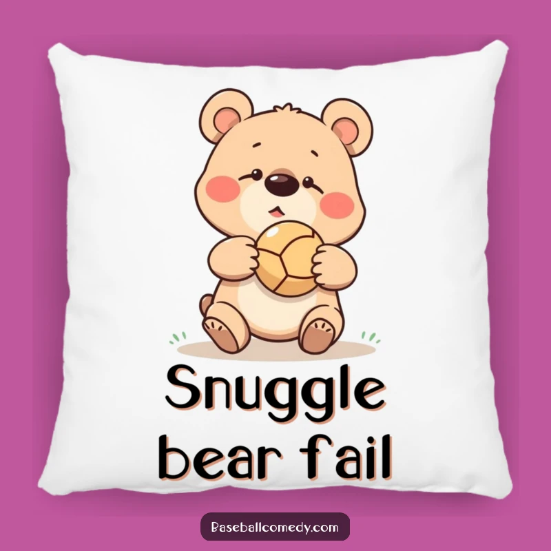 Funny Bear Baseball Pillow: Comfy Goofy Mishap Cushion