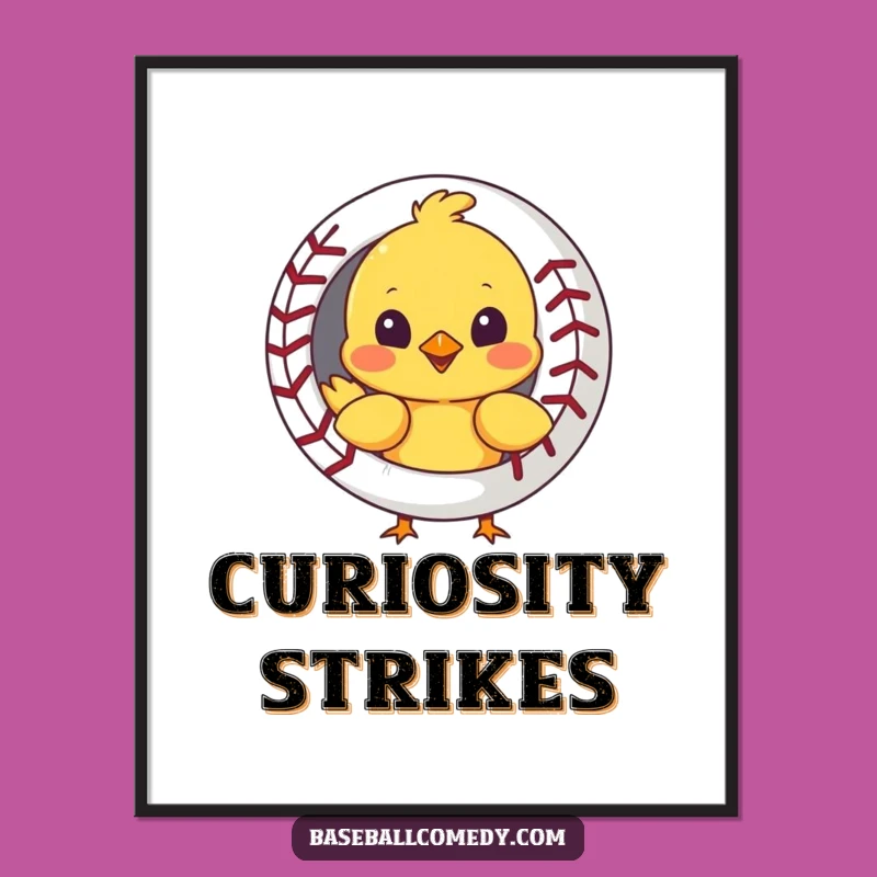 Funny Chick Baseball Digital Art - Instant Download, Cute Wall Decor Gift