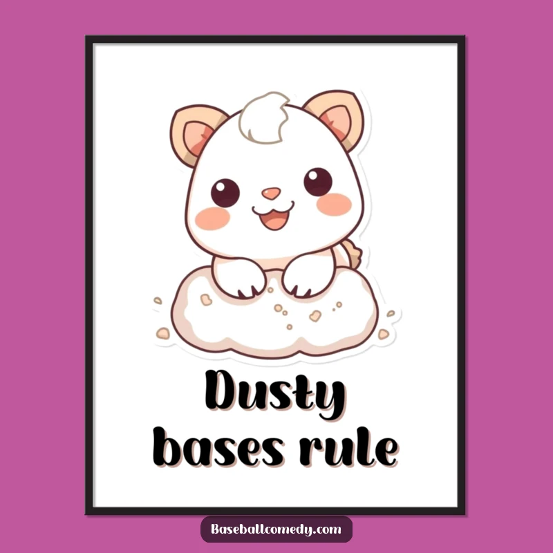 Funny Animal Baseball Slide Digital Art - Dusty Action for Instant Decor