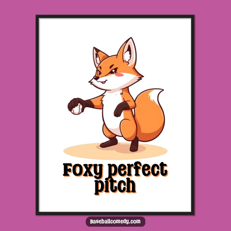 Funny Fox Pitching Digital Art: Instant Baseball Ace Gift