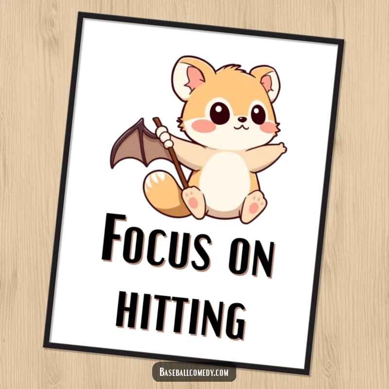 Funny Digital Art: Cute animal swinging a baseball bat with determined focus, capturing a moment of athletic prowess and humor.