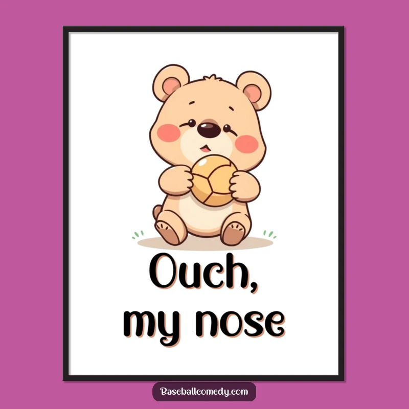 Funny Bear Baseball Digital Art: Goofy Ball Bounce Print Download