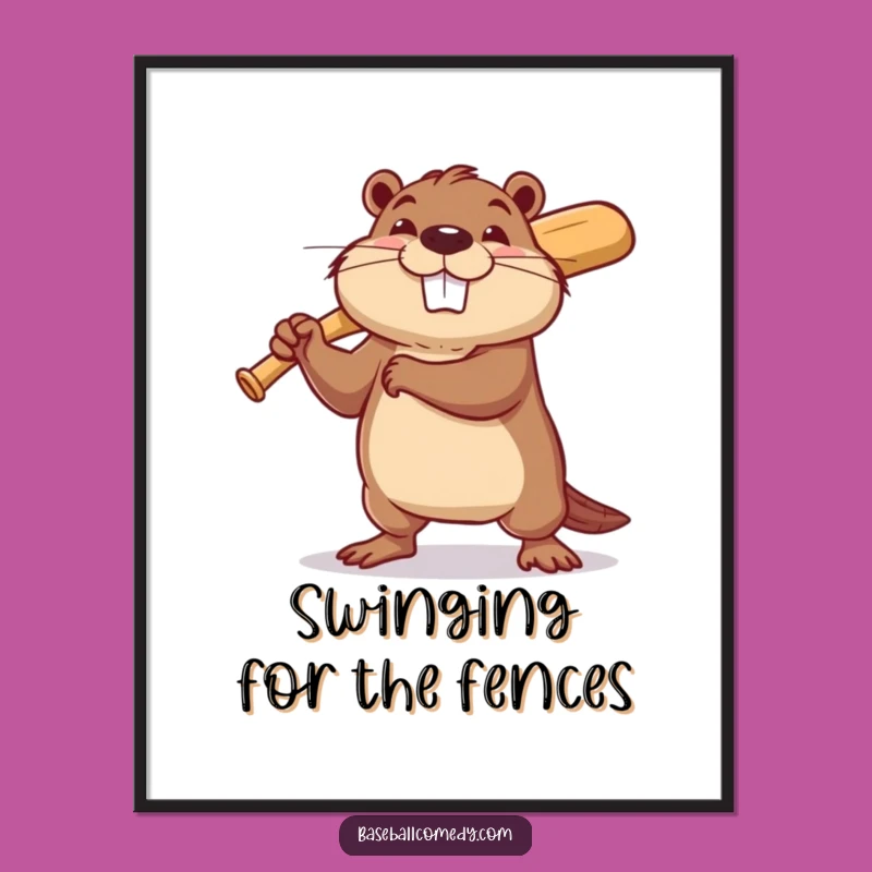 Funny Beaver Baseball Digital Art: Instant Download Hilarious Funny Gift