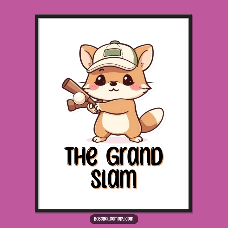 Funny Determined Animal Digital Art Print: Capture Focus with Batting Art