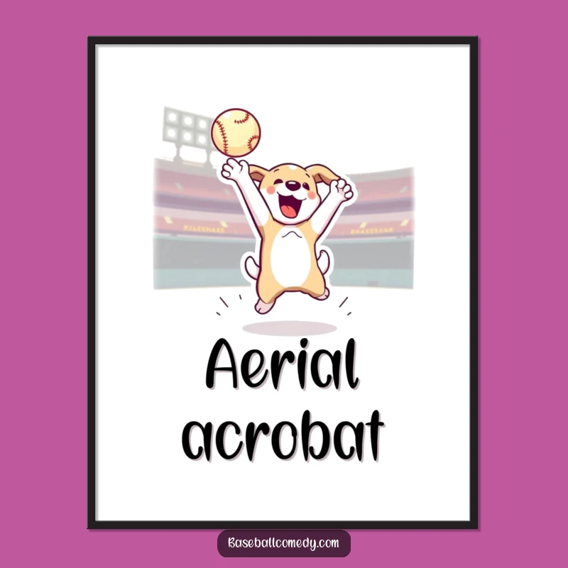 Funny Dog Baseball Digital Art - Instant Download, Energetic Wall Art Gift