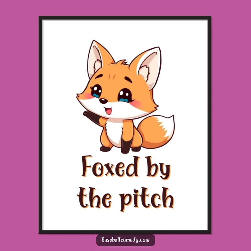 Funny Fox Baseball Digital Art: Comical Strikeout Print, Whimsical Humor Gift