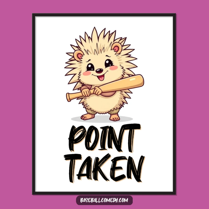 Funny Porcupine Baseball Digital Art - Instant Download, Quirky Wall Art Gift