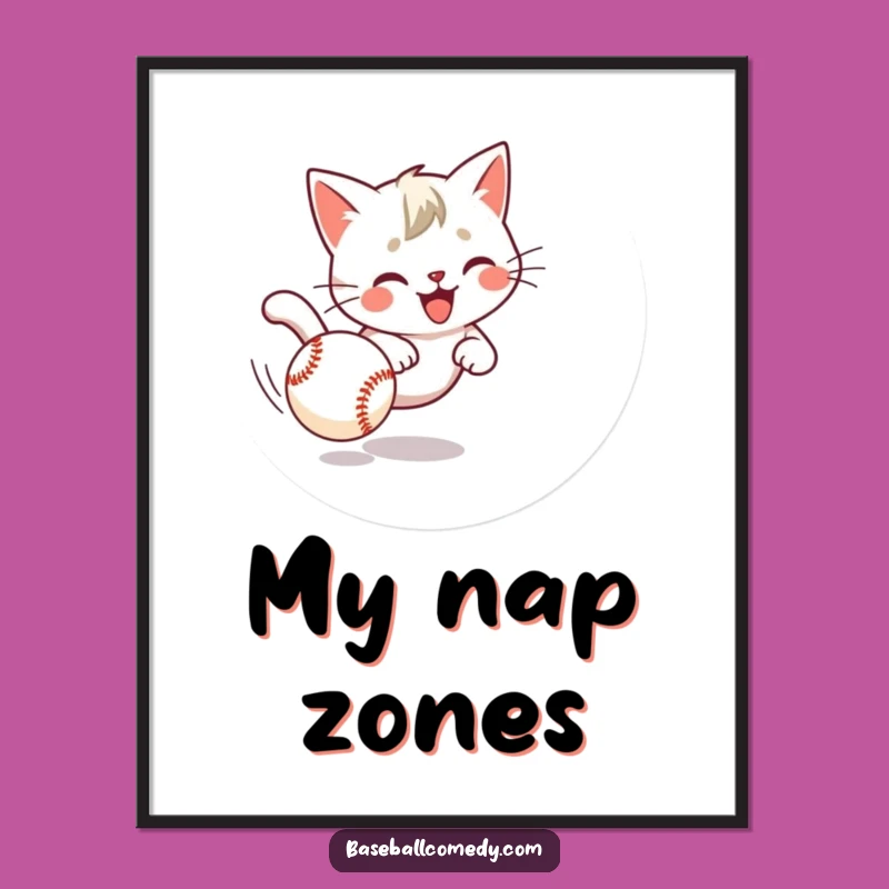 Funny Cat Chasing Baseball Digital Art - Instant Pet Humor for Your Walls