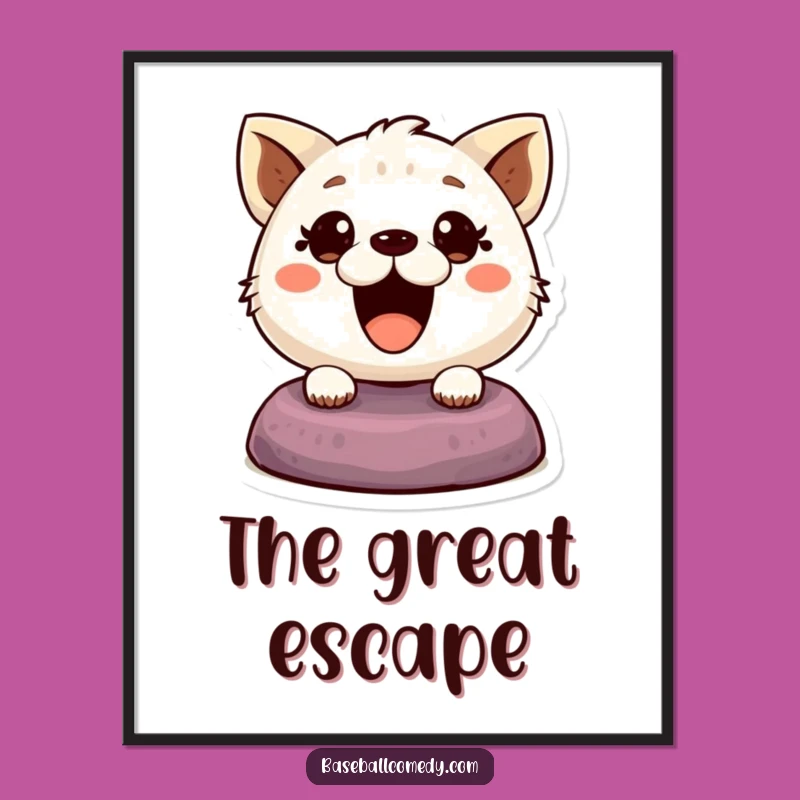 Funny Cute Animal Digital Art Print: Bring Home the Excitement of Base Stealing
