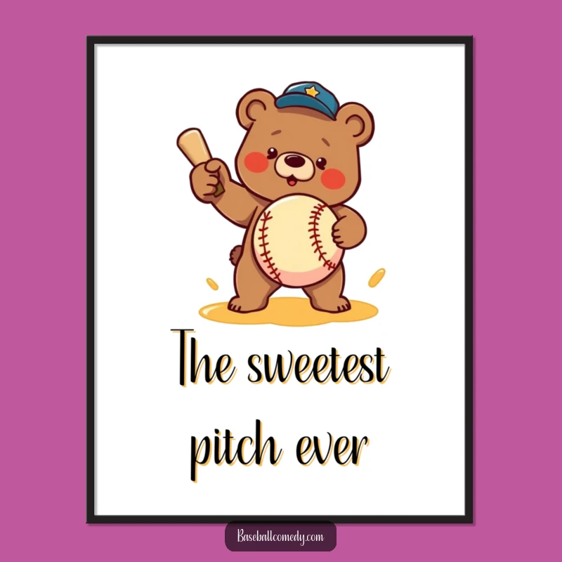 Funny Bear Honey Pitcher Digital Art: Hilarious Printable for Instant Wall Decor