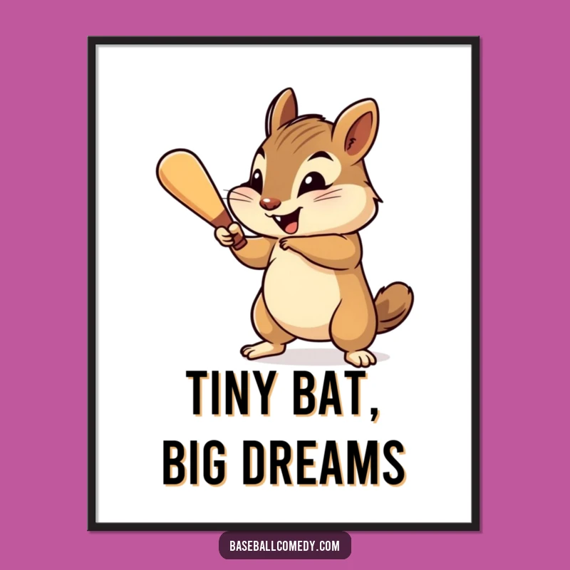 Funny Chipmunk Art Print - Cheerful Baseball Decor, Instant Gift