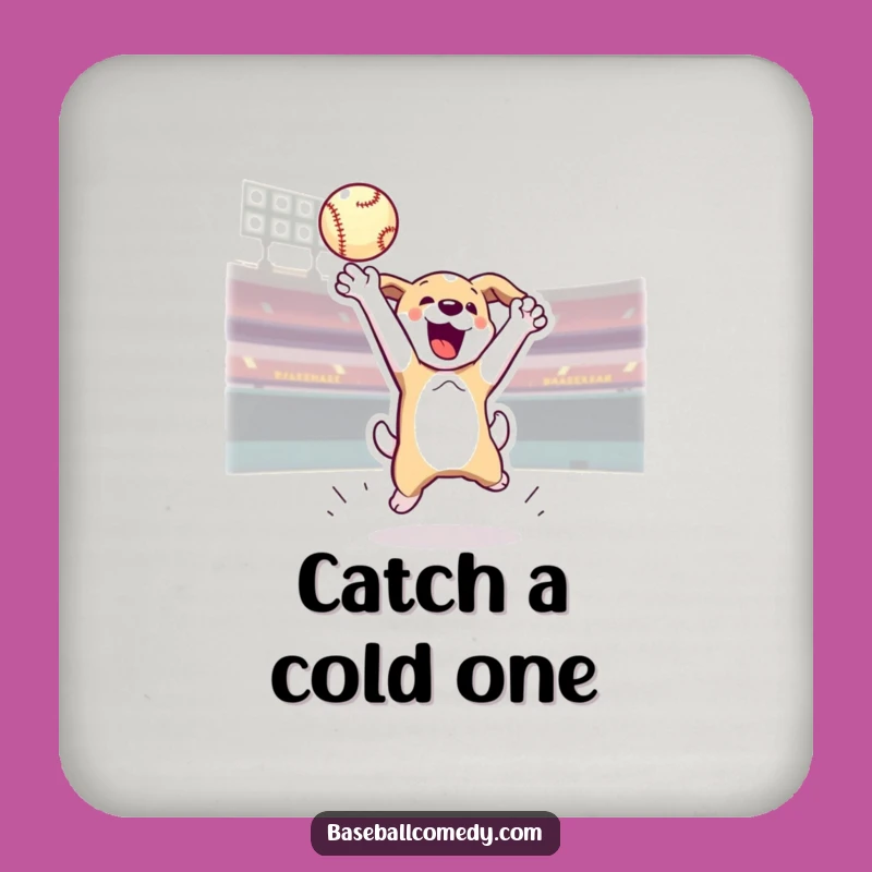 Funny Dog Baseball Coasters Set - Protect Surfaces with Fun, Gift Idea