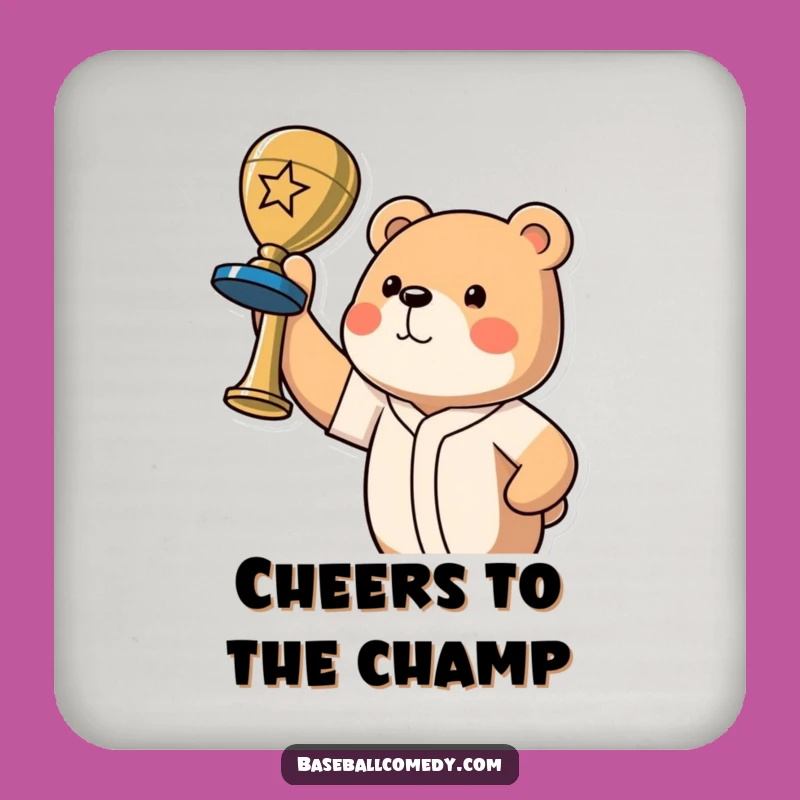 Funny Bear Champion Coaster - Protect Surfaces with Baseball Pride