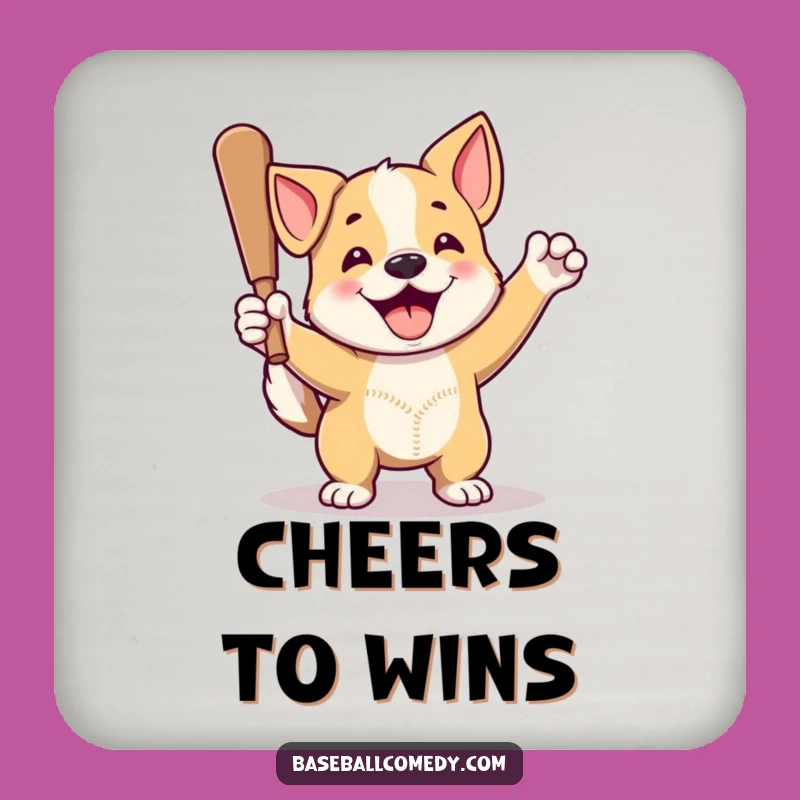 Funny Dog Home Run Coaster: Baseball Drink Protection for Pup Fans
