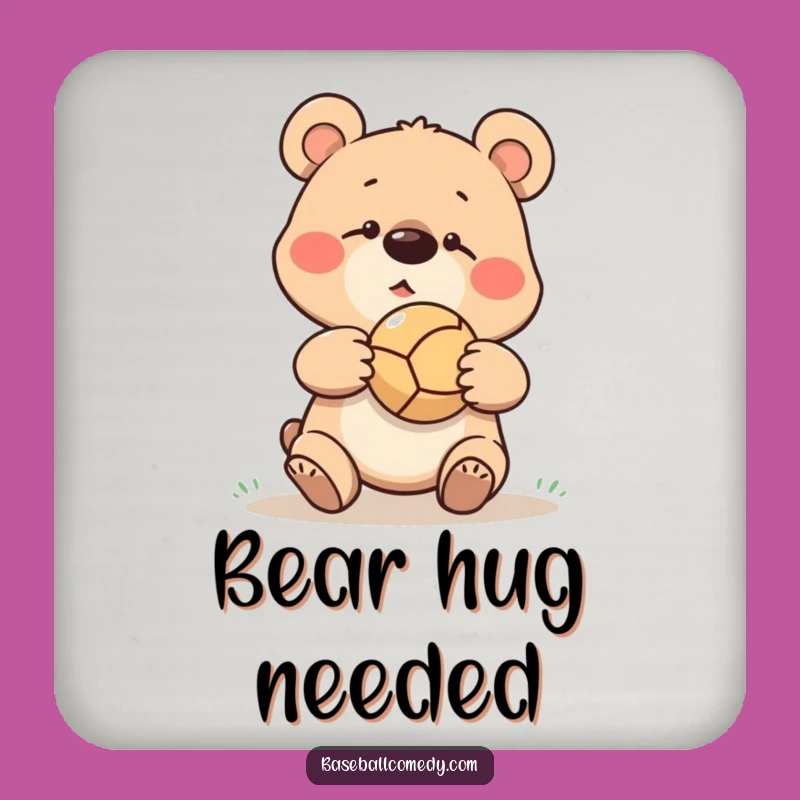 Funny Bear Baseball Coaster: Goofy Ball Bounce Drink Protector