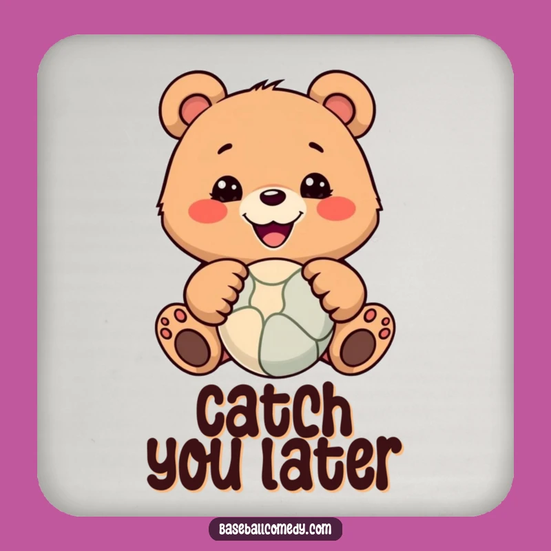 Funny Bear Catching Ball Coaster: Protect Surfaces with Humor Gift