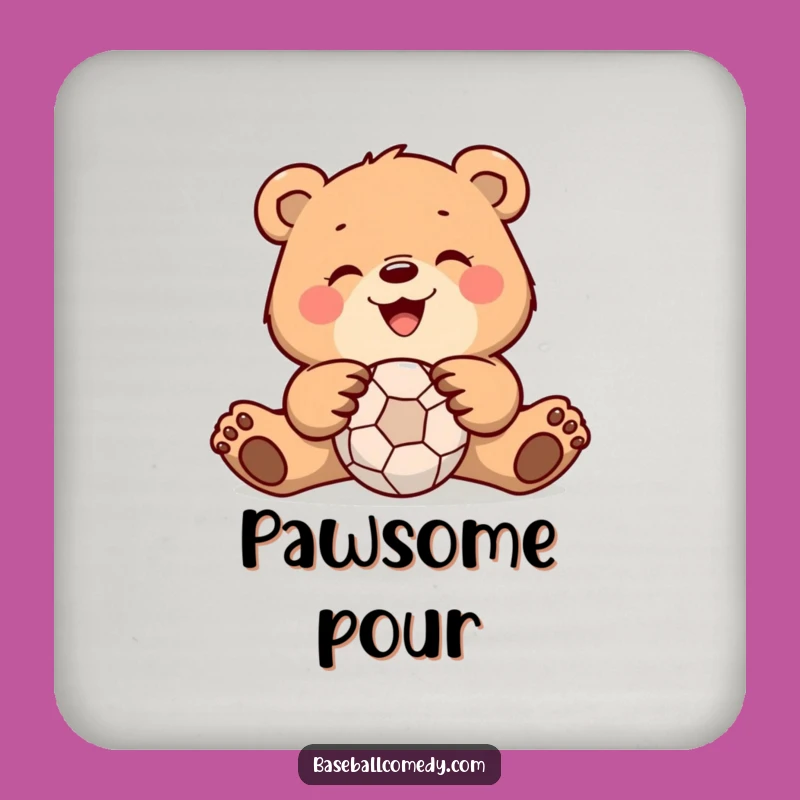 Funny Bear Catching Ball Coaster Set: Protect Surfaces with Humorous Sports-Themed Drinkware Gifts