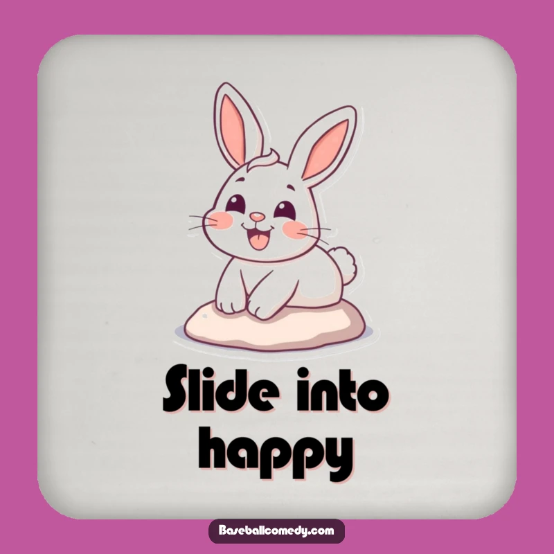 Funny Bunny Slider Coaster: Cute Cartoon Rabbit Drink Protector, Fun Funny Gift!