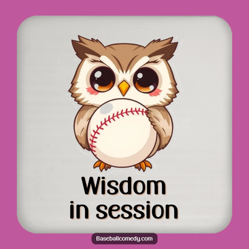 Funny Curious Owl Coaster: Wide-Eyed Wonder Protection, Chic Baseball Decor Gift