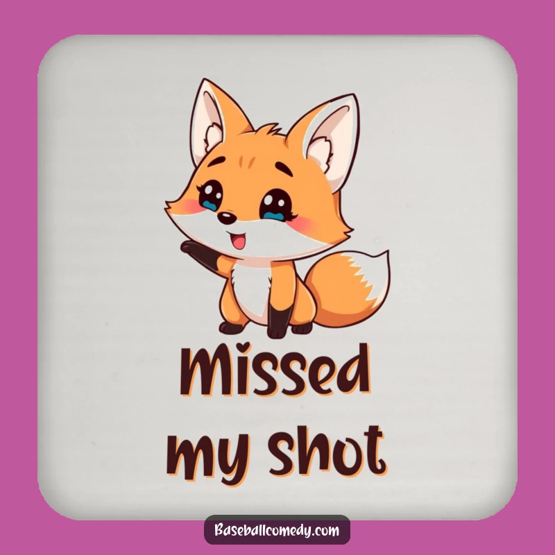 Funny Fox Baseball Coaster: Comical Strikeout, Chic Humor Decor Gift